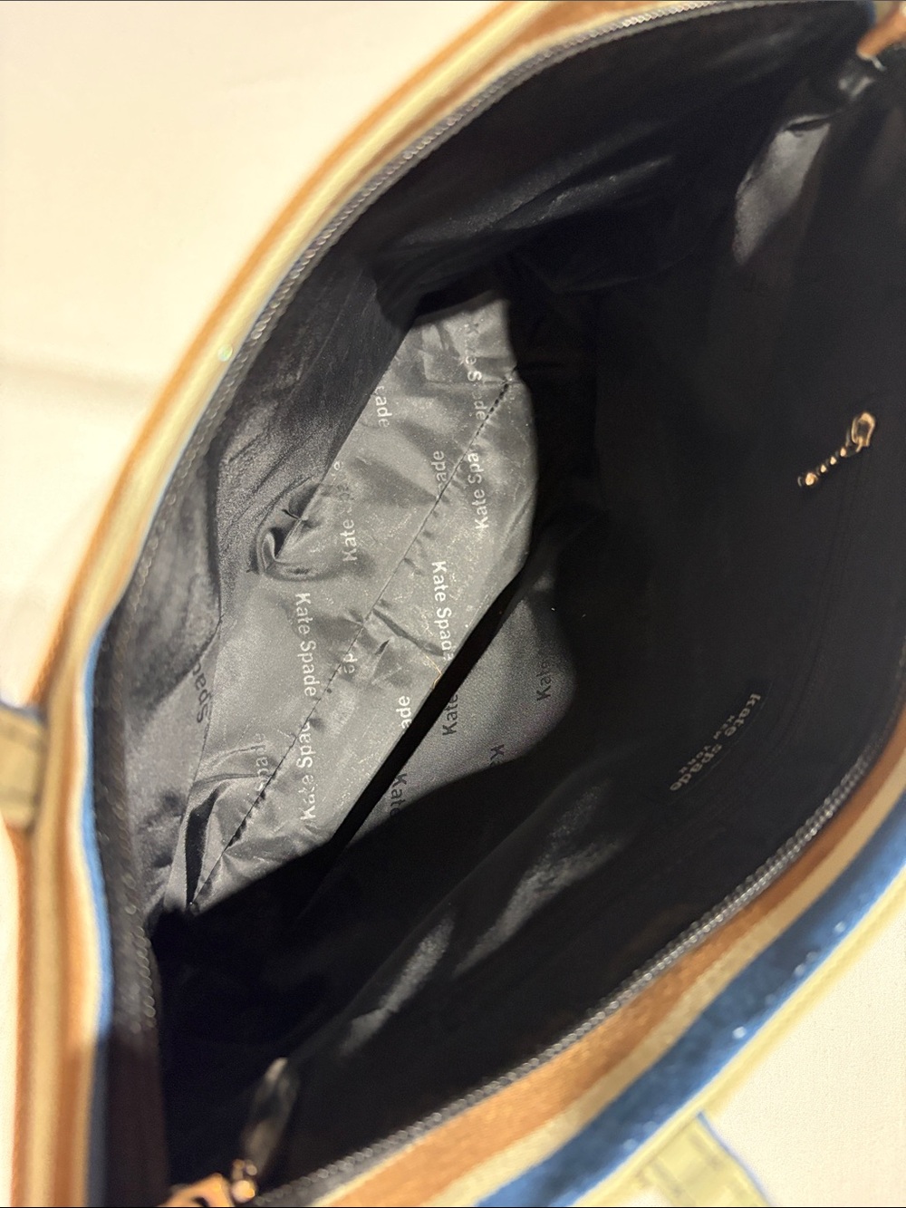 kate spade Vintage Striped Canvas Tote in Blue and Tan NNT - Picture 14 of 15